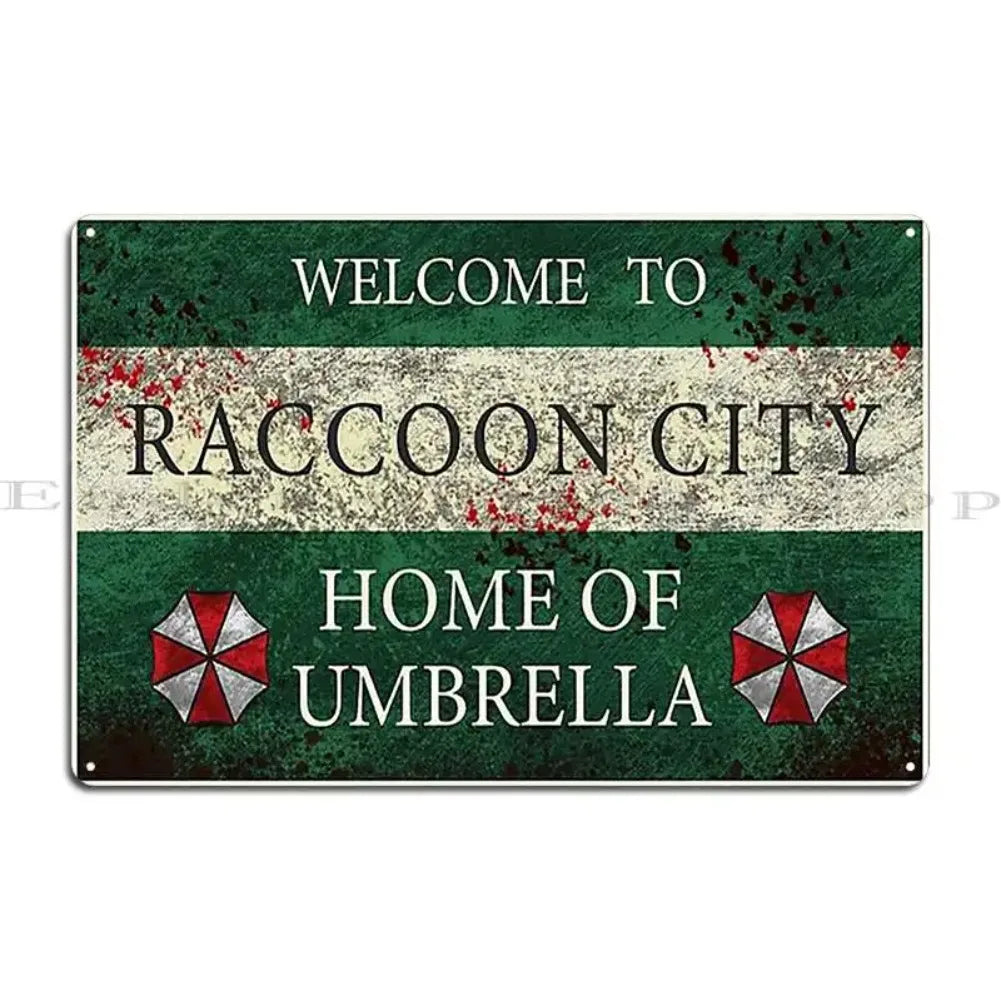Raccoon City Metal Sign - Vintage Decor Tribute for Home & Bar