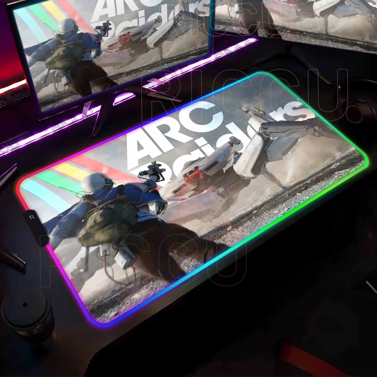 ARC Raiders RGB LED Gaming Mouse Pad – XXL Desk Mat with 12 Lighting Modes & Non-Slip Rubber Base