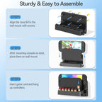 Switch 2 Wall Mount Dock Holder with 12 Game Card Storage - Universal Organizer for Switch 2, OLED & Original