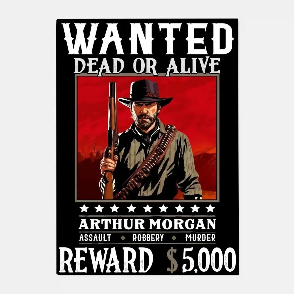Red Dead Redemption 2 Canvas Poster - Western Wall Art Print for Game Room, Bedroom & Man Cave