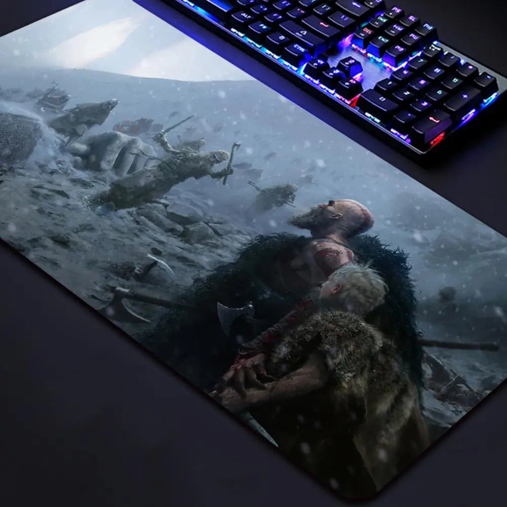 God of War Gaming Mouse Pad - Large Extended Desk Mat with Non-Slip Rubber Base