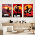 Red Dead Redemption 2 Canvas Poster - Western Wall Art Print for Game Room, Bedroom & Man Cave