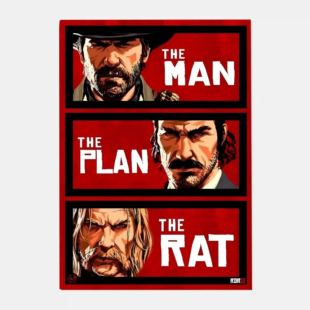 Red Dead Redemption 2 Canvas Poster - Western Wall Art Print for Game Room, Bedroom & Man Cave