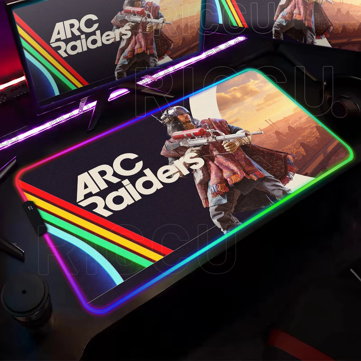ARC Raiders RGB LED Gaming Mouse Pad – XXL Desk Mat with 12 Lighting Modes & Non-Slip Rubber Base