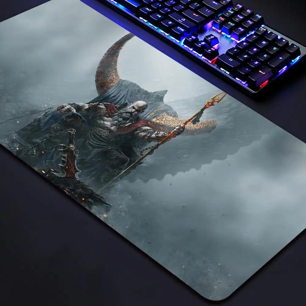 God of War Gaming Mouse Pad - Large Extended Desk Mat with Non-Slip Rubber Base