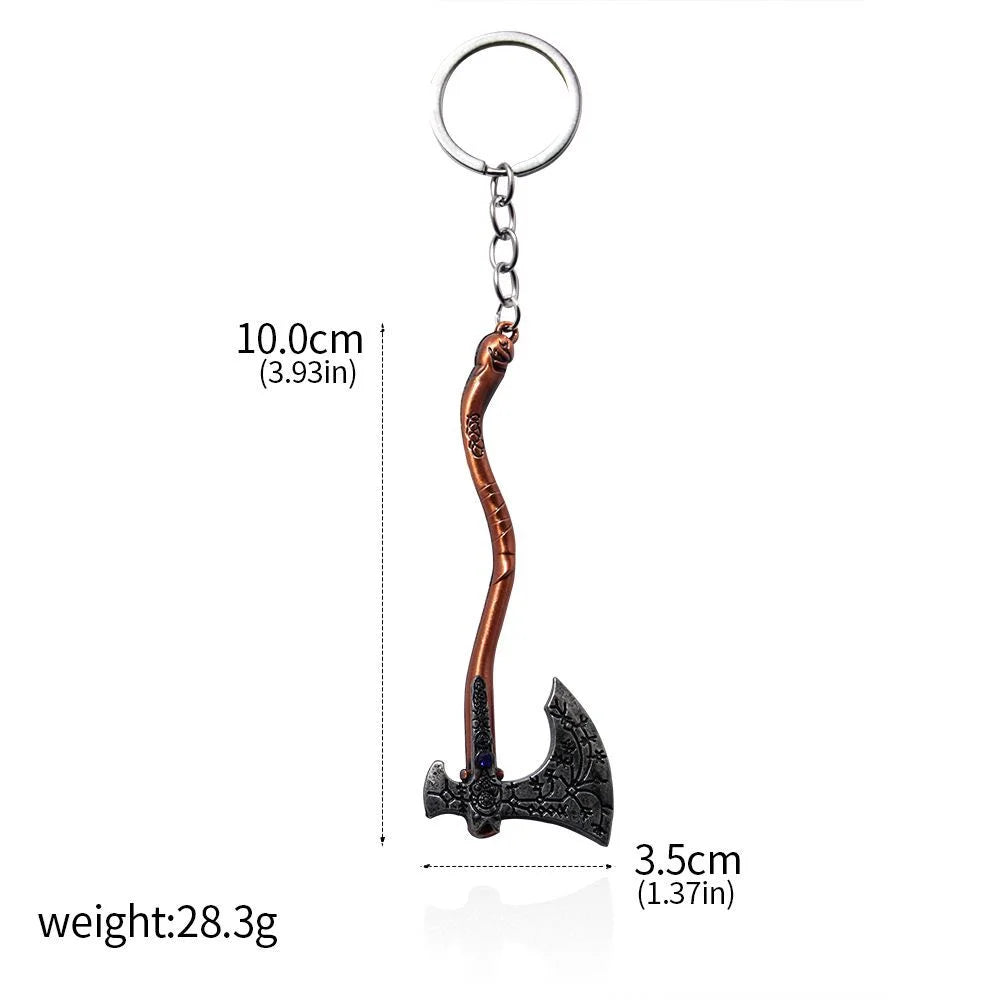 Kratos Axe Keychain - Exquisite Crystal Carved Pendant for Fans