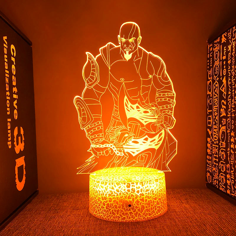 Kratos God of War 3D LED Night Light - Acrylic Illusion Lamp for Gaming Room Decor