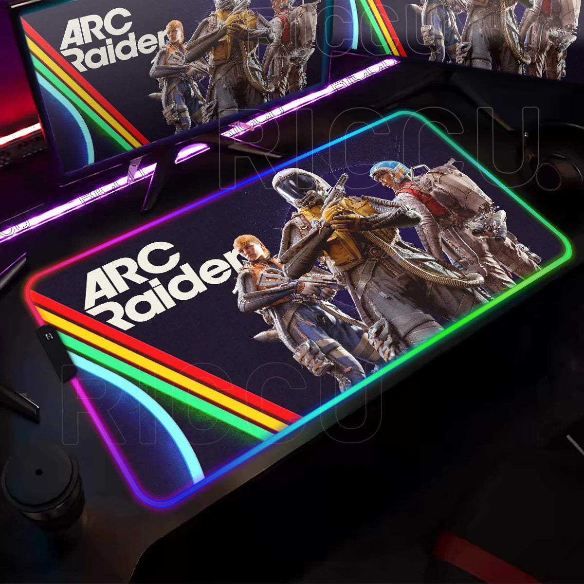 ARC Raiders RGB LED Gaming Mouse Pad – XXL Desk Mat with 12 Lighting Modes & Non-Slip Rubber Base