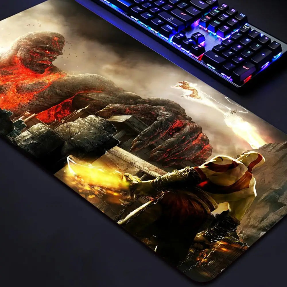 God of War Gaming Mouse Pad - Large Extended Desk Mat with Non-Slip Rubber Base