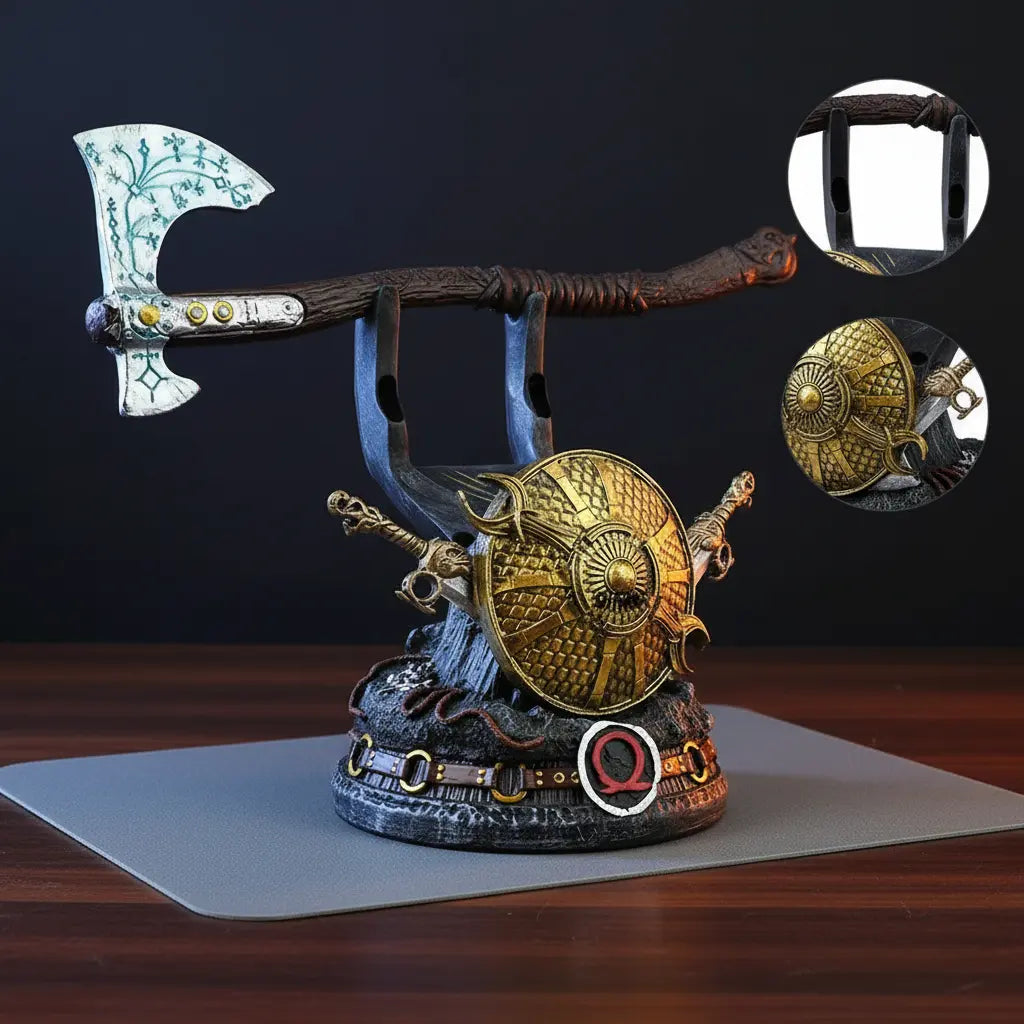 God of War Controller Stand - Premium Gamepad Holder for PS5 Xbox PS4 | Epic Gaming Desk Decoration
